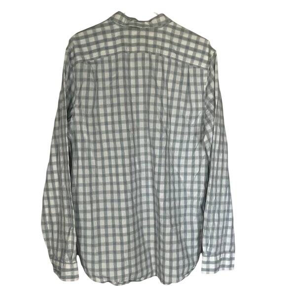 Gap Button Down Shirt Men's Large White Blue Plaid Long Sleeve Collared - Picture 2 of 5